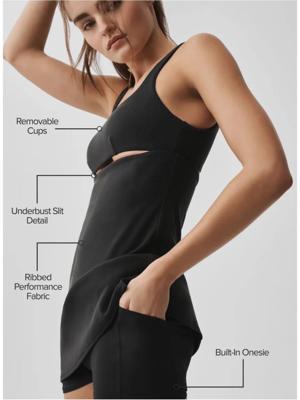 ALO Yoga Black Cutout Mini Dress
